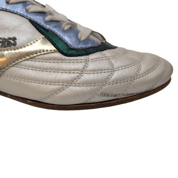 Bikkembergs Futsal Shoes Womens Metallic Green Gold Cream Leather EU 39 US 8.5 - Picture 13 of 14